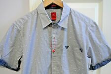New S. Oliver Men's Grey Blue Pinstripe Short Sleeve Button Shirt Size S (US)