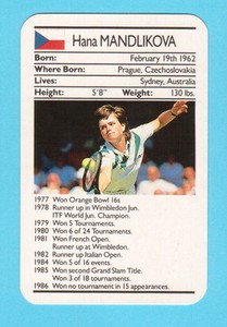 Hana Mandlikova Scarce 1987 UK Tennis Card