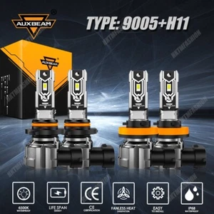 AUXBEAM LED Headlights 9005 H11 High Low Beam Bulbs Bright 6500K 50W Xenon White - Picture 1 of 10