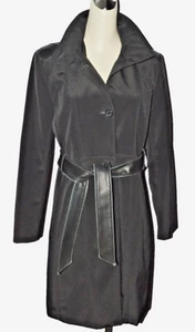 MARC NEW YORK ANDREW MARC SZ XS BLACK FABRIC LEATHER TRENCH COAT JACKET - Picture 1 of 6