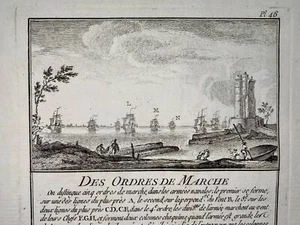 1770 Kriegsschiffe, Galeone, Schlachtorden, Ozanne, Kupferstich, Handkolorierung - Bild 1 von 3