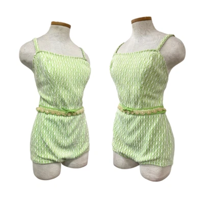 Vtg 50s 60s 1950s RARE Teen Catalina Knit Chartreuse Green Playsuit Swimsuit - Image 1 of 4