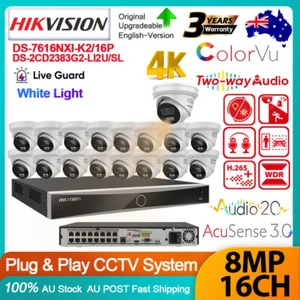 Hikvision 16CH 4K 8MP ColorVu CCTV System Kit Acusense3.0 AI Camera 2-Way Audio - Picture 1 of 28