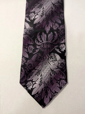 Vintage VENTURI UOMO LUXURY SILK NECK TIE Classy Purple, Silver, Black - Image 1 of 4