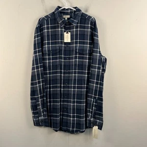 Sonoma Mens Large Tall Top Button Collar L/S Blue Plaid Cotton Pockets 13515 - Picture 1 of 9
