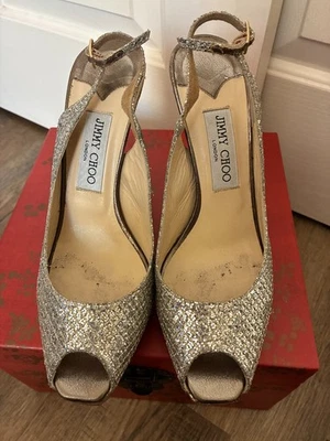 Zapatos de plataforma Jimmy Choo plateados brillantes 39 Foto 1 de 4