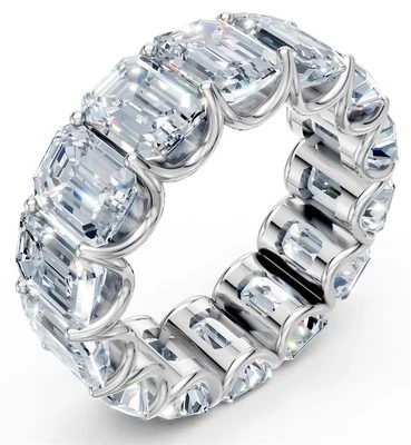 VS F 12Ct Lab Grown Emerald Diamond Eternity Anniversary Ring 14K White Gold - Image 1 of 4