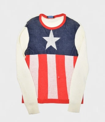 Винтажный американский флаг свитер женщин маленький 60-х Crewneck Americana звезды полоски - Изображение 1 из 4