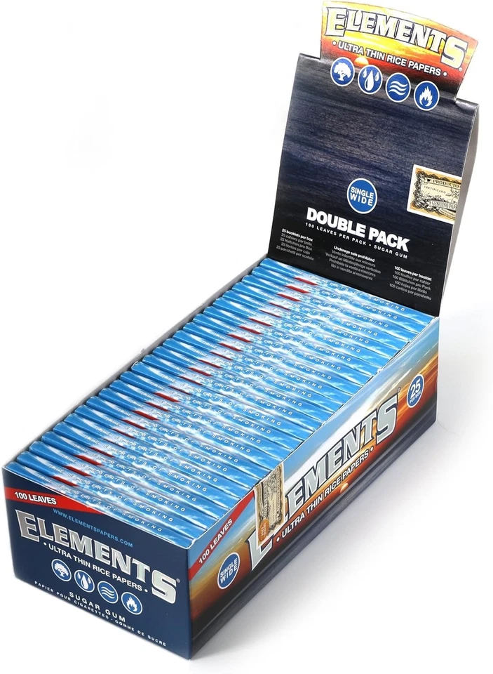 Elements Single Wide Rolling Papers | 100 leaves per pack | Full Box 25 Ct - Image 1 of 1