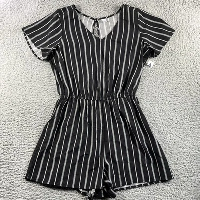 Mameluco Old Navy para mujer mediano negro blanco a rayas ligero ojo de cerradura trasero nuevo con etiquetas Foto 1 de 4