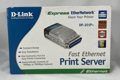 D-Link DP-301P+ Fast Ethernet Parallel 1 Centronics Port Print Server - Image 1 of 3