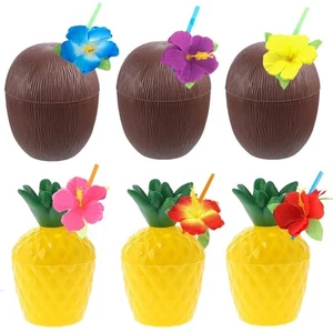 3X(Hawaiian Party Coconut Pineapple Cups Luau Party Summer Beach Party6827 - Picture 1 of 7
