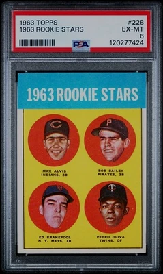 PSA 6 - 1963 Topps #228 Tony Oliva/Ed Kranepool RC Twins/Mets ROOKIE STARS HOF - Image 1 of 2