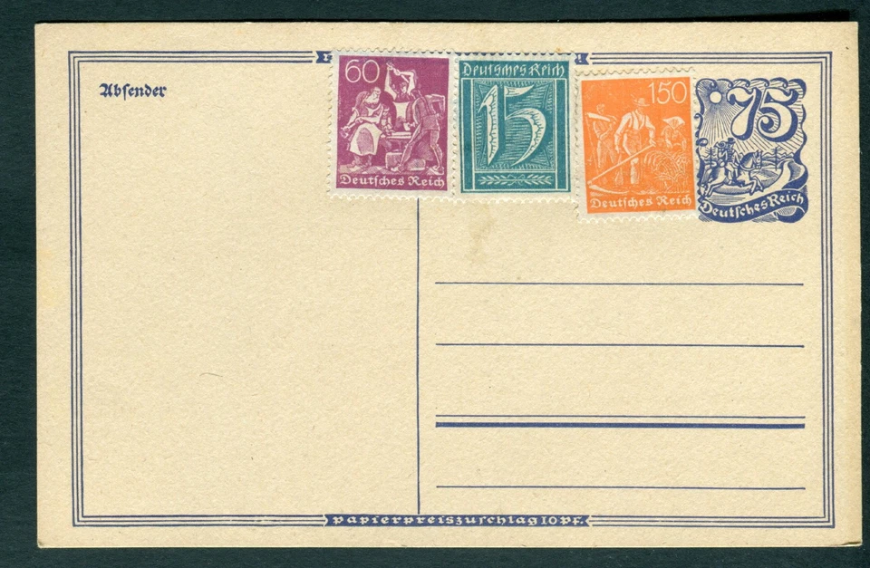 Germany 75pf uprated postal stationery postcard - Image 1 of 1