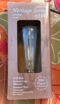 Heritage Series Amber 60W ST18 Squirrel Cage Filament 0607167 Bulb (1) - Image 1 of 3