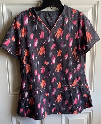 Cherokee Infinity Small Scrub Top Print Uniform V neck with pockets - Image 1 of 3