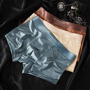 3 Pack Men's Ice Silk Satin Underwear – Lightweight Breathable Boxer Briefs - Picture 1 of 8