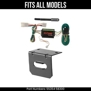 For 97-01 Jeep Cherokee 4 Pin Trailer Wire Plug & Bracket Fits All Models Curt - Picture 1 of 13