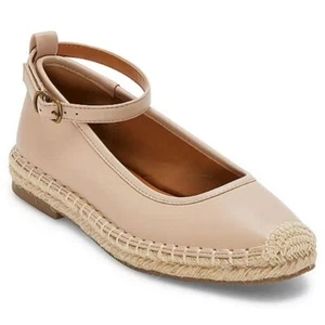 a.n.a Mint Ballet Flats Taupe Ankle Strap Espadrille Flats Jute Sole Size 9.5M - Picture 1 of 7