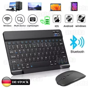 Kabellos Bluetooth-Tastatur inkl. Funk Maus für Android Windows iOS PC Tablet - Bild 1 von 51