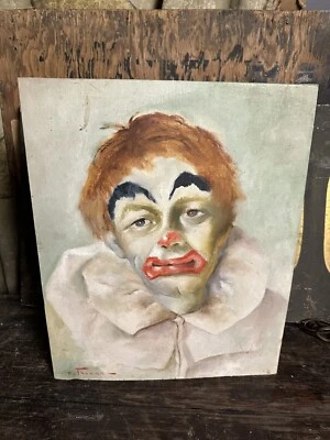 De colección años 60 70 artista E Thomas "Payaso" PINTURA circo carnaval comedia Foto 1 de 4