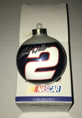 Rusty Wallace #2 Nascar Blue Ball Christmas Glass Ornament - Image 1 of 4