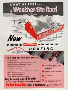 Nichols 1959 techo de aluminio edificio agrícola anuncio a color original - Imagen 1 de 1