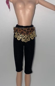 Barbie Gloria Estefan Tribute Doll Outfit Black Capri Pant Leggings Leopard Belt - Picture 1 of 6
