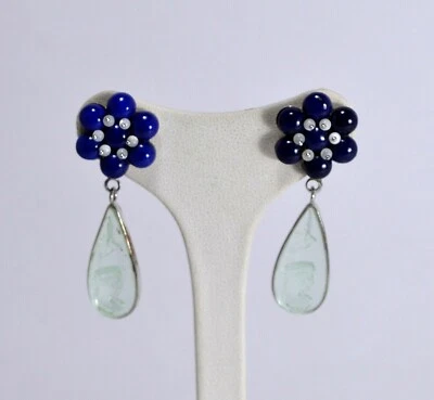 TAGLIAMONTE ORECCHINI  ARGENTO 925 BOTTONI LAPISLAZZULI PASTE VITREE     TGN 939 - Immagine 1 di 3
