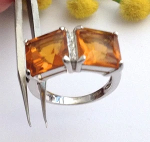 ANELLO IN ORO BIANCO 18KT CON QUARZI CITRINI NATURALI-18KT SOLID WHITE GOLD RING - Imagen 1 de 1