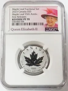 2023 CANADA $3 ANNIVERSARY MAPLE LEAF FRACTIONAL NGC REV PF 70 FIRST RELEASES - Picture 1 of 2