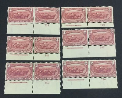 MOMEN: US #286 5 PLATE IMPRINT PAIRS 739-740, 742-744 MINT OG H LOT #71014 - Image 1 of 2