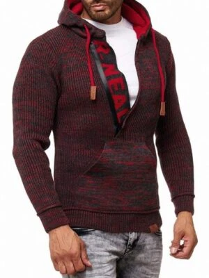 Rusty Neal Herren Strickpullover Kapuzensweatshirt Rot - Bild 1 von 4