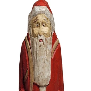 Christmas Angular Face Slender Tall Slim Santa Claus Red Suit Belted Figure @8" - Picture 1 of 12