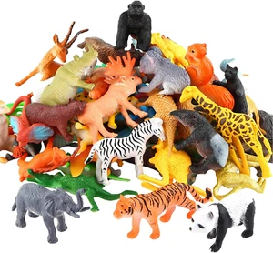 Animals Figure,54 Piece Mini Jungle Toys Set, Realistic Wild Vinyl Plastic Anima - Picture 1 of 12
