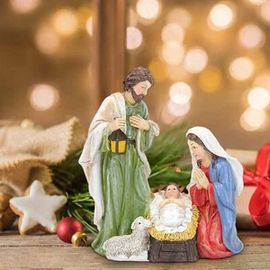 Nativity Scene Set Collectible Figurines Christian Decorating Jesus Birth - Picture 1 of 8