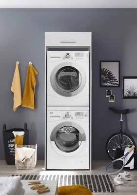 Mobile Lavatrice Asciugatrice Armadio per 2 Elettrodomestici 67 cm Bianco Clara Respkta - Immagine 1 di 4