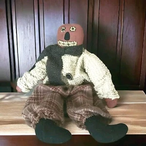 Handgefertigte primitive Halloween Jack-o-Laterne Stoffpuppe Herbst rustikal Land - Bild 1 von 8