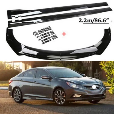 For Hyundai Sonata Front Bumper Spoiler Splitter Lip/86.6" Side Skirt Glossy Foto 1 de 4