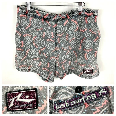 Винтажные 80-е 90-е Rusty Surf Неоновые Плавки Шорты Коньки 33 Геометрические AOP Street - Изображение 1 из 4