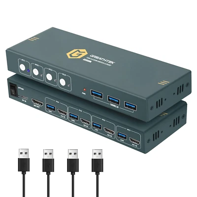 HDMI KVM Switch 4 Port 4K@60Hz USB 3.0 KVM Switch HDMI HDMI2.0 HDCP2.2 4 PC 1 Mo - Bild 1 von 4