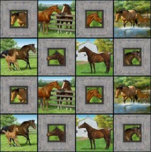 Horse Summer Breeze Cotton Fabric - Picture 1 of 2