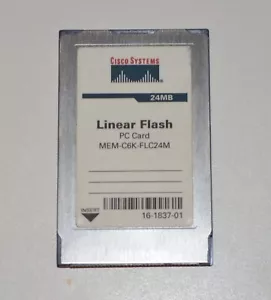 CISCO 24MB LINEAR FLASH PCMCIA CARD MEM-C6K-FLC24M SM9F243P2205 16-1837-01 - Picture 1 of 3