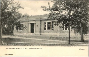 RICHMOND HILLS QUEENS NEW YORK CITY CARNEGIE LIBRARY OLD UNDIVIDED BACK POSTCARD - Picture 1 of 2