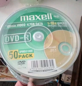 Maxell DVD+R 47 50 Pack Spindle 4.7GB Data 16x Speed, 120 Minutes Of Video Time - Afbeelding 1 van 8