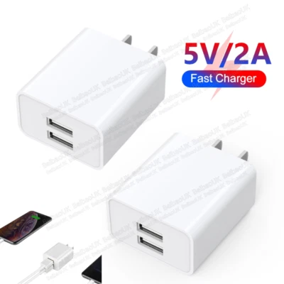 2Pack USB Charger Wall Charger Dual Block Adapter Cube For iPhone 15 14 13 12 11 - Image 1 of 4