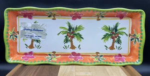 TOMMY BAHAMA MELAMINE Tropical Palm Pink Orchid Serving Tray (14" x 6") NEW - Picture 1 of 8