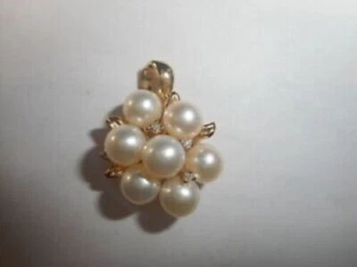 Кулон с кластером белого жемчуга круглой огранки 2 карата желтое золото 14 карат 18 дюймов бесплатная цепочка - Изображение 1 из 4