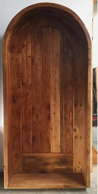 Rustic reclaimed lumber arch top door solid wood storybook planks hand made - Image 1 of 4