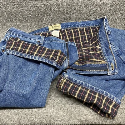 LL Bean Mens Relaxed Fit Fleece Lined Jeans 40X30 Blue Straight Leg 12'' Rise - Image 1 of 4